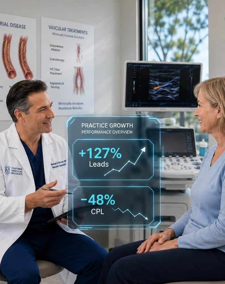+127% LEADS AND −48% CPL FOR A MEDICAL CENTER IN CALIFORNIA
